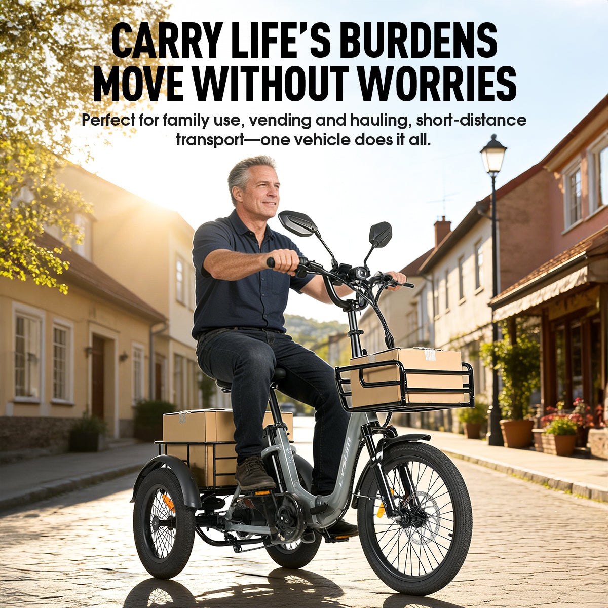 AG1 Pro Electric Tricycle, foldable electric bike for adults, 48 V 20 Ah battery, 3-wheel electric bike with a range of 100 km