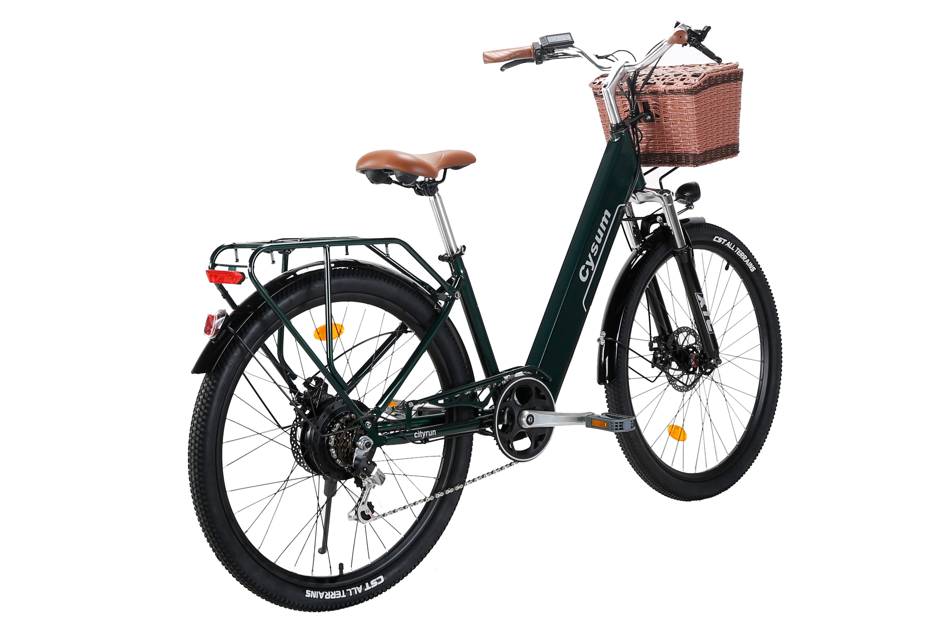cysum Cityrun Women's Electric Bike, 26 Inch Pedal Assisted Electric Bicycle, City E-Bike for Adults, 250 W Motor 25 km/h, 36 V 360 WH Lithium Battery, 80 KM Range, LCD Display