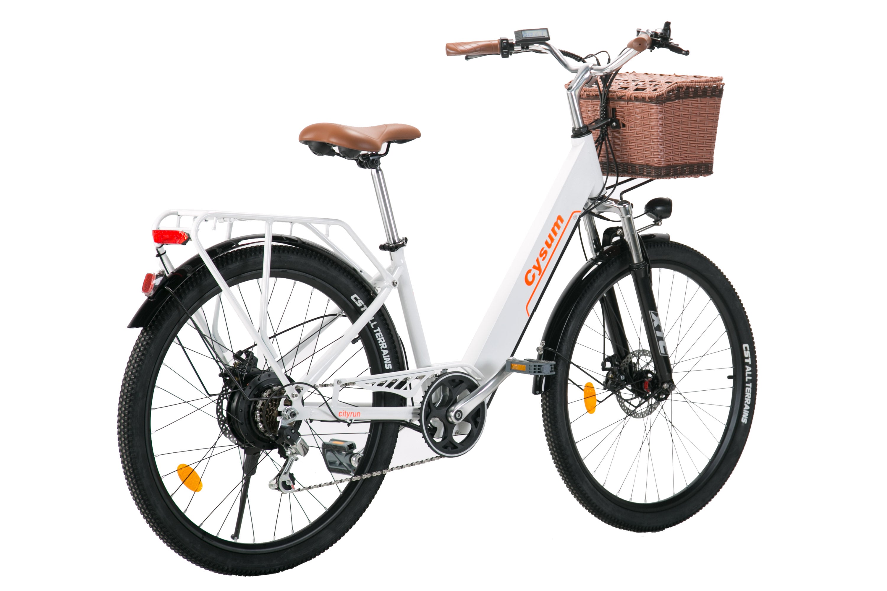 cysum Cityrun Women's Electric Bike, 26 Inch Pedal Assisted Electric Bicycle, City E-Bike for Adults, 250 W Motor 25 km/h, 36 V 360 WH Lithium Battery, 80 KM Range, LCD Display
