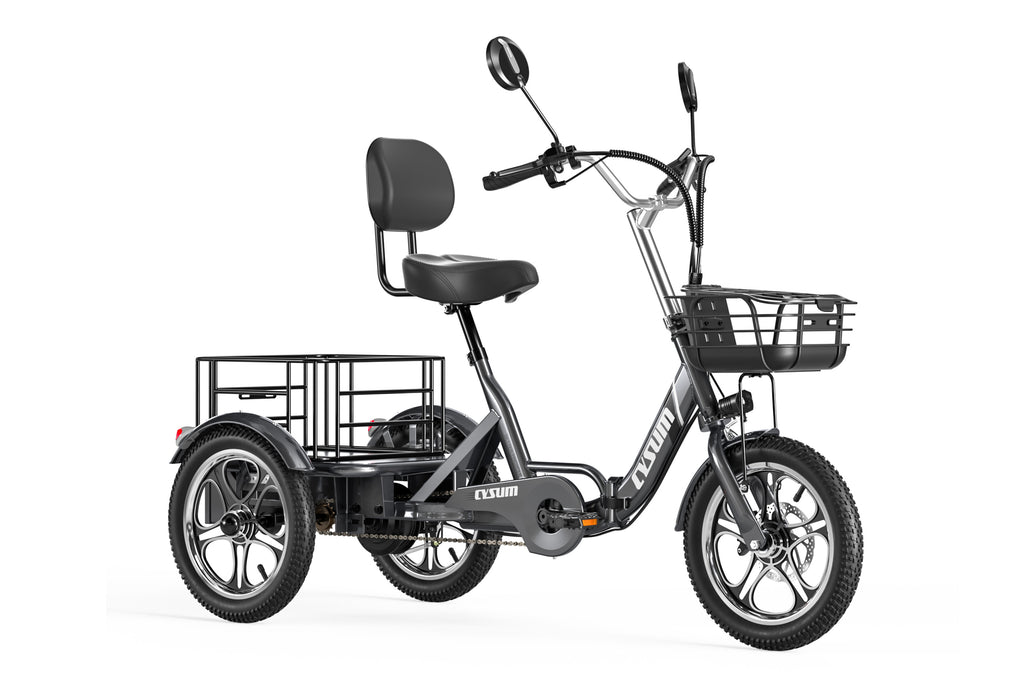 Cysum T1 Pro Electric Tricycle - 48V 250W Motor, 48V 22Ah Battery, 16*2.3 Tires, Cargo Basket, Unisex Design for Commuting