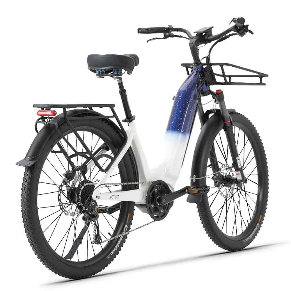 【Mid Motor】Cysum NOVA electric bicycle 140Nm motor 27.5" Step-through ebike LG 48V*14Ah lithium battery with luggage rack and front basket
